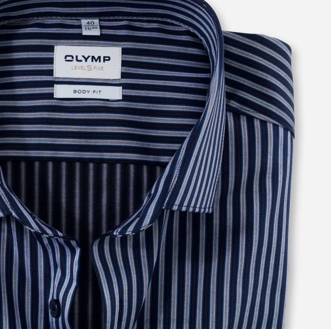 OLYMP Level Five Body Fit, Businesshemd, Modern Kent, Marine LBD8823 Kleidung