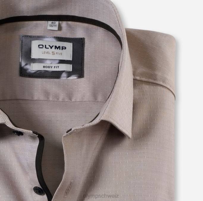 OLYMP Level Five Body Fit, Businesshemd, Modern Kent, Natur LBD8353 Kleidung