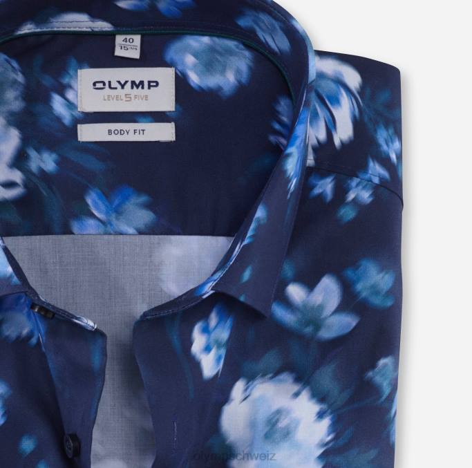 OLYMP Level Five Body Fit, Businesshemd, Modern Kent, Rauchblau LBD8366 Kleidung