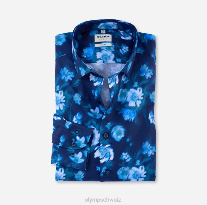 OLYMP Level Five Body Fit, Businesshemd, Modern Kent, Rauchblau LBD8767 Kleidung