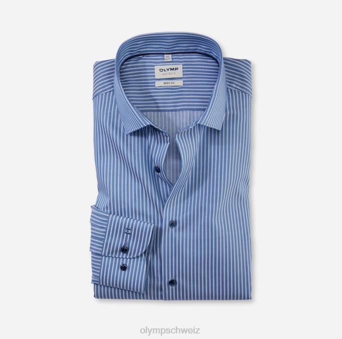 OLYMP Level Five Body Fit, Businesshemd, Modern Kent, Rauchblau LBD8770 Kleidung