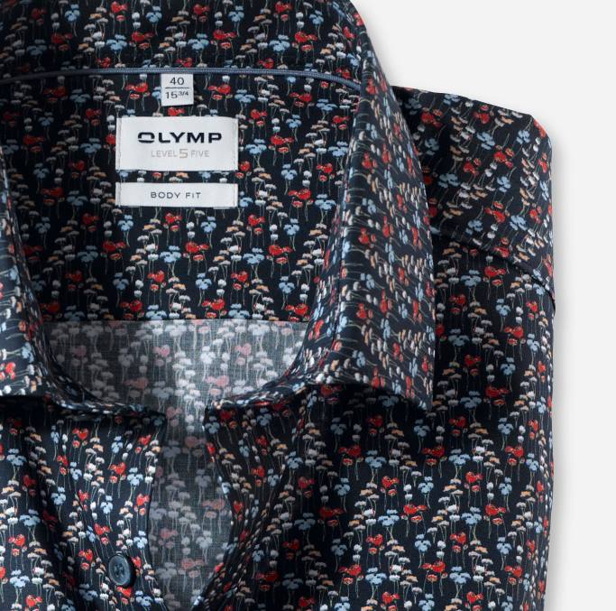 OLYMP Level Five Body Fit, Businesshemd, Modern Kent, Rot LBD8361 Kleidung