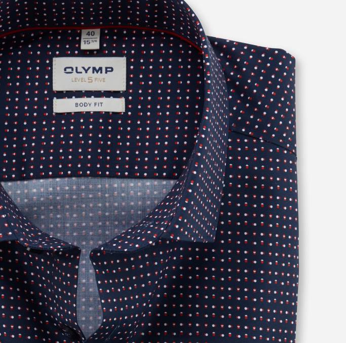 OLYMP Level Five Body Fit, Businesshemd, Modern Kent, Rot LBD8509 Kleidung