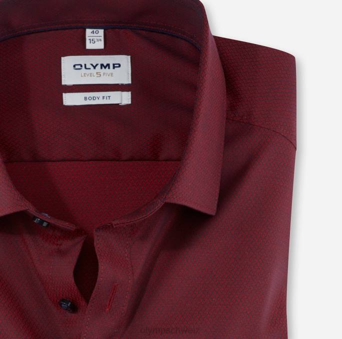 OLYMP Level Five Body Fit, Businesshemd, Modern Kent, Rot LBD8763 Kleidung