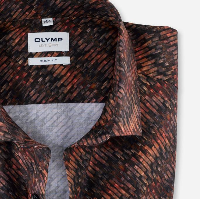 OLYMP Level Five Body Fit, Businesshemd, Modern Kent, Rot-Orange LBD8663 Kleidung