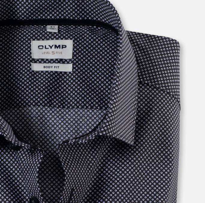 OLYMP Level Five Body Fit, Businesshemd, Modern Kent, Schwarz LBD8356 Kleidung