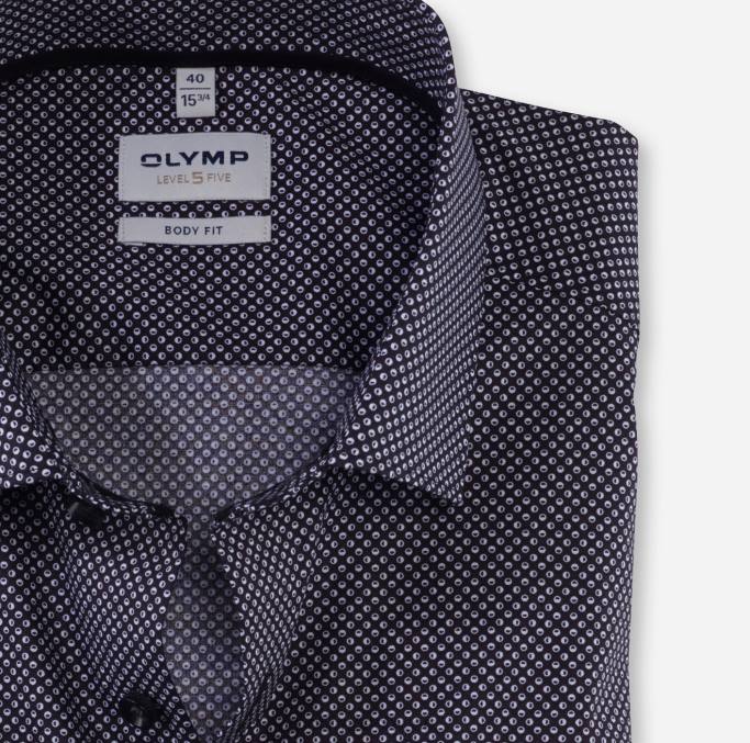 OLYMP Level Five Body Fit, Businesshemd, Modern Kent, Schwarz LBD8622 Kleidung