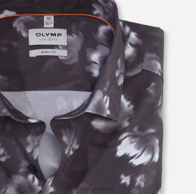OLYMP Level Five Body Fit, Businesshemd, Modern Kent, Schwarz LBD8703 Kleidung