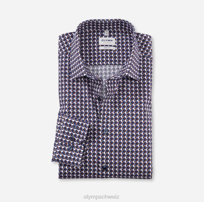 OLYMP Level Five Body Fit, Businesshemd, New York Kent, Rotbraun LBD8535 Kleidung