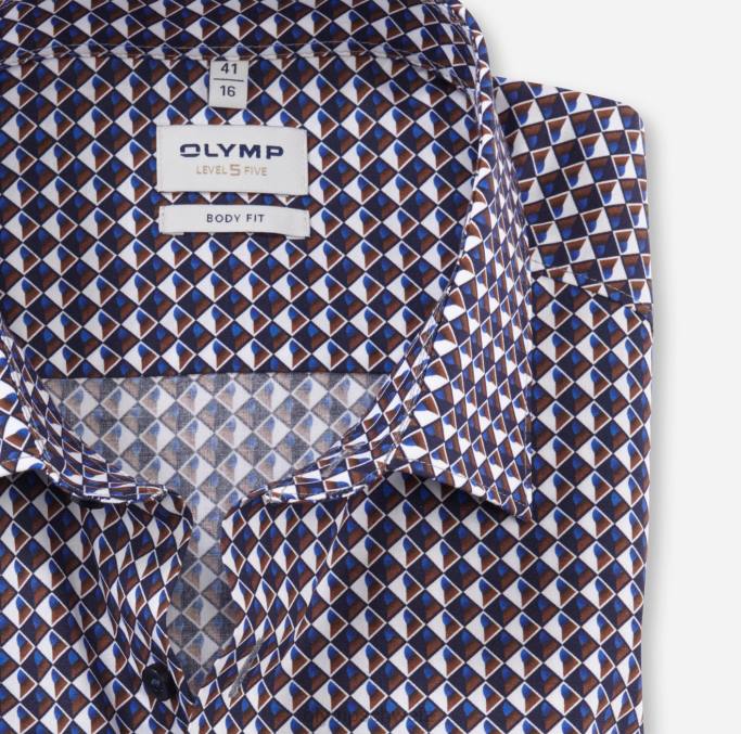 OLYMP Level Five Body Fit, Businesshemd, New York Kent, Rotbraun LBD8535 Kleidung