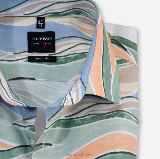 OLYMP Level Five Body Fit, Businesshemd, New York Kent, grün LBD8682 Kleidung