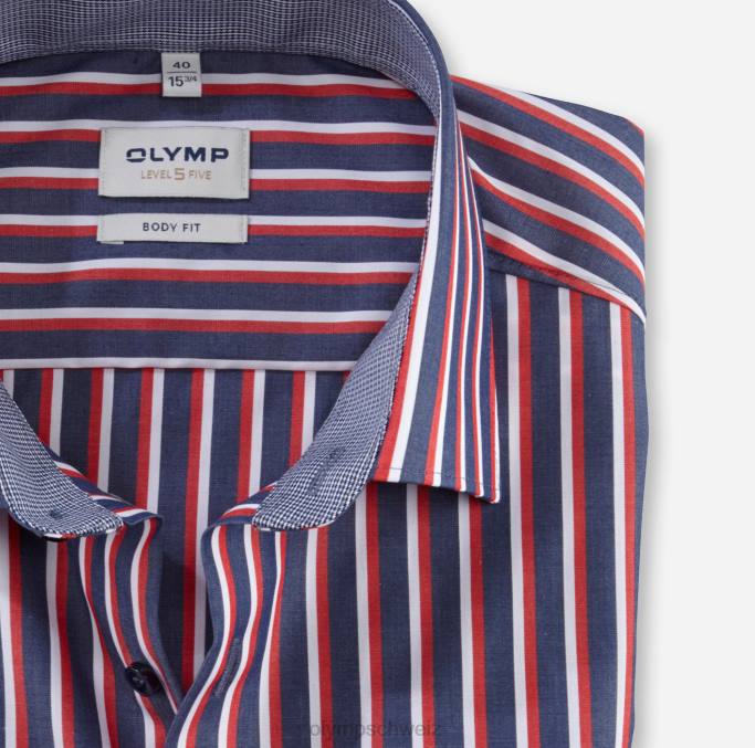 OLYMP Level Five Body Fit, Businesshemd, New York Kent, rot LBD8661 Kleidung