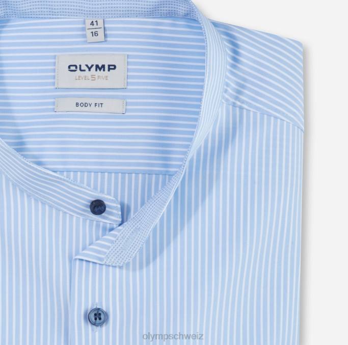 OLYMP Level Five Body Fit, Businesshemd, Stehkragen, Blau LBD8791 Kleidung