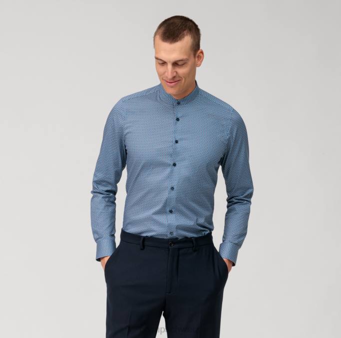 OLYMP Level Five Body Fit, Businesshemd, Stehkragen, Marine LBD8525 Kleidung