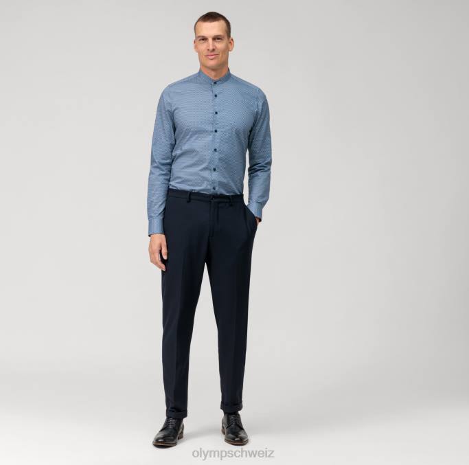 OLYMP Level Five Body Fit, Businesshemd, Stehkragen, Marine LBD8525 Kleidung