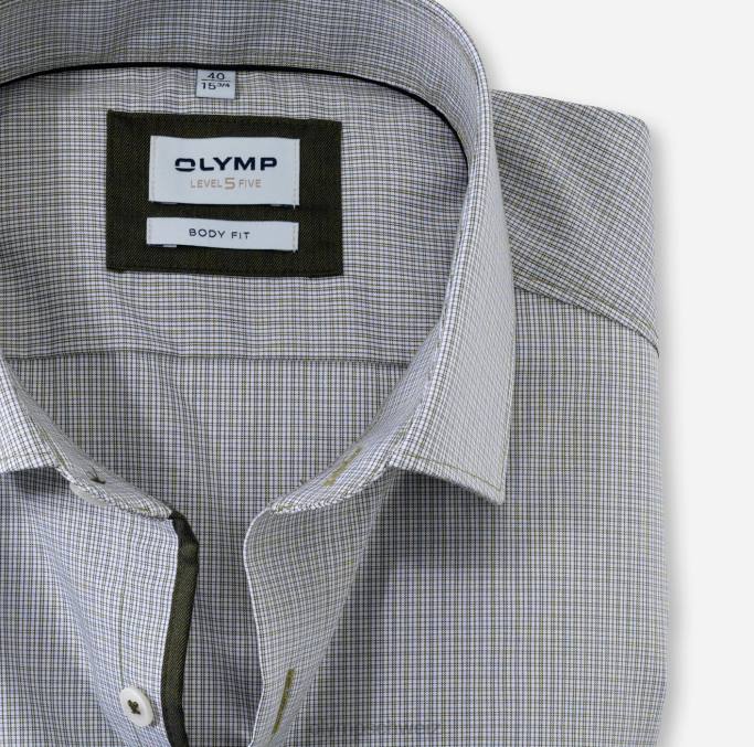 OLYMP Level Five Body Fit, Businesshemd, modernes Kent, Limettengrün LBD8824 Kleidung