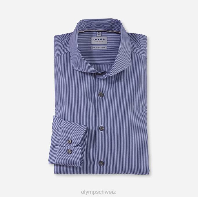 OLYMP Level Five Garment Washed Body Fit, Businesshemd, Cutaway, Marine LBD8572 Kleidung