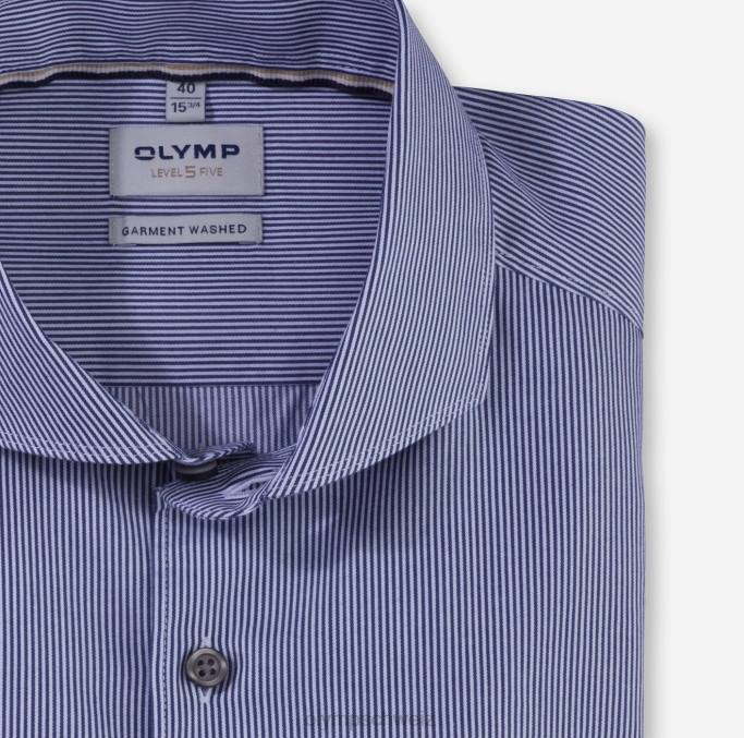 OLYMP Level Five Garment Washed Body Fit, Businesshemd, Cutaway, Marine LBD8572 Kleidung