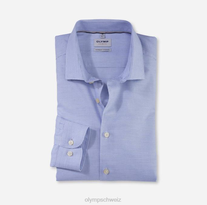 OLYMP Level Five Garment Washed Body Fit, Businesshemd, Kent, Bleu LBD8490 Kleidung
