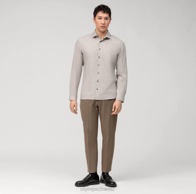 OLYMP Level Five Garment Washed Body Fit, Businesshemd, Kent, Rotbraun LBD8564 Kleidung