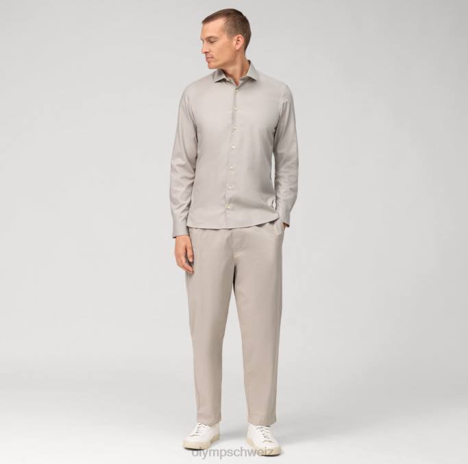 OLYMP Level Five Garment Washed Body Fit, Businesshemd, Kent, Taupe LBD8530 Kleidung