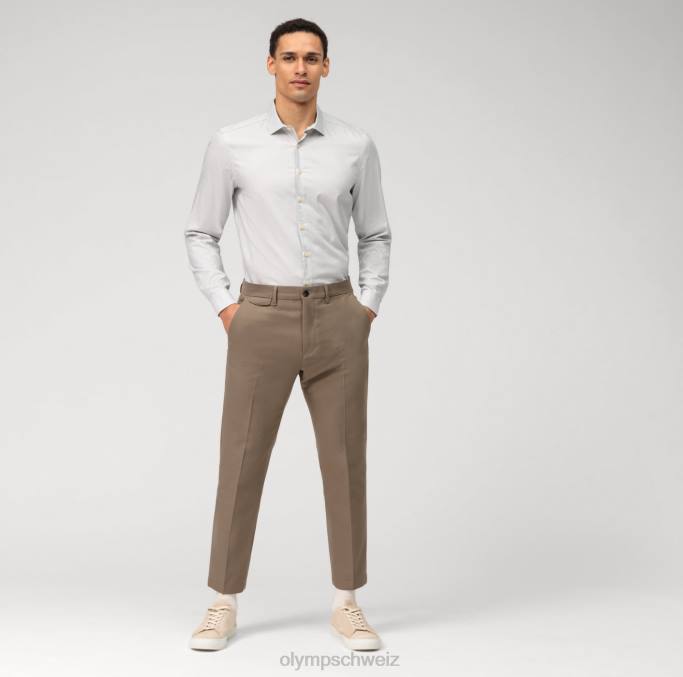 OLYMP Level Five Garment Washed Body Fit, Businesshemd, Kent, Taupe LBD8568 Kleidung