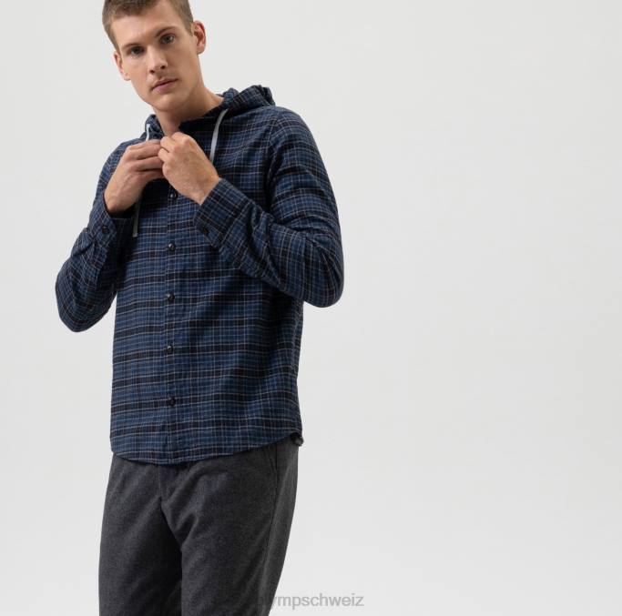 OLYMP Level Five Smart Casual Overshirt, Freizeithemd, Kapuze, Marine LBD81966 Kleidung