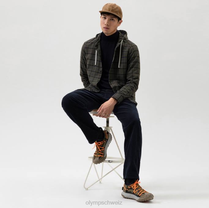 OLYMP Level Five Smart Casual Overshirt, Freizeithemd, Kapuze, Oliv LBD81979 Kleidung