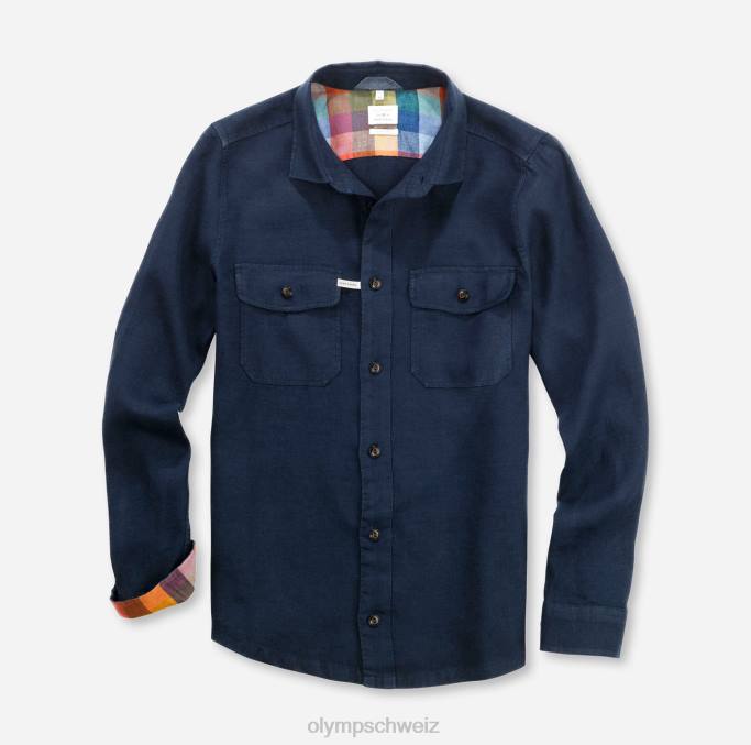 OLYMP Level Five Smart Casual Overshirt, Freizeithemd, Kent, Mitternachtsblau LBD81956 Kleidung