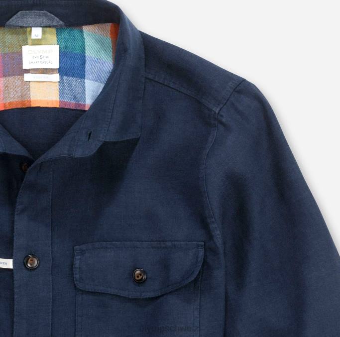 OLYMP Level Five Smart Casual Overshirt, Freizeithemd, Kent, Mitternachtsblau LBD81956 Kleidung