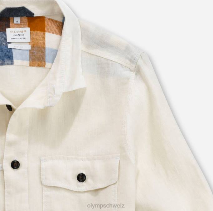 OLYMP Level Five Smart Casual Overshirt, Freizeithemd, Kent, gebrochenes Weiß LBD81950 Kleidung