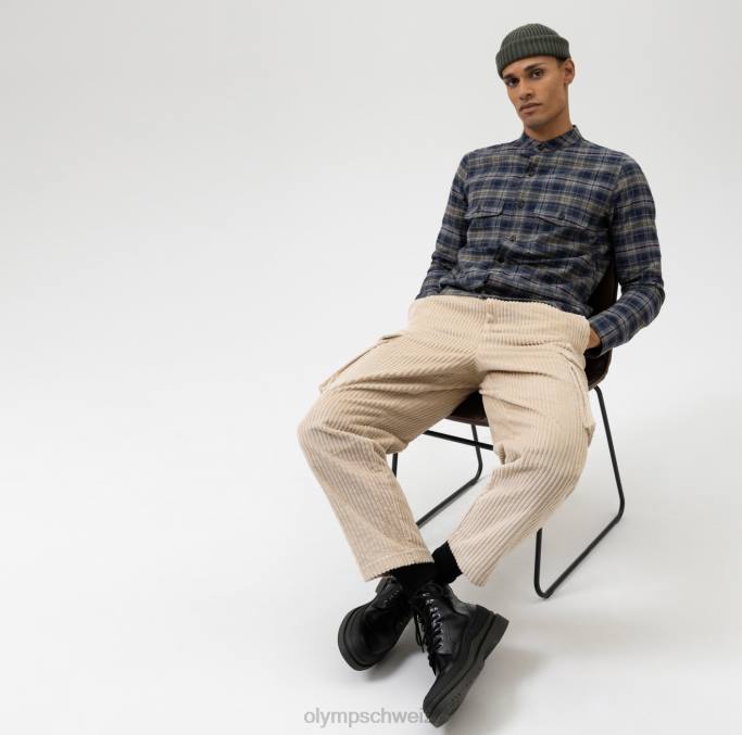 OLYMP Level Five Smart Casual Overshirt, Freizeithemd, Stehkragen, Marine LBD81973 Kleidung