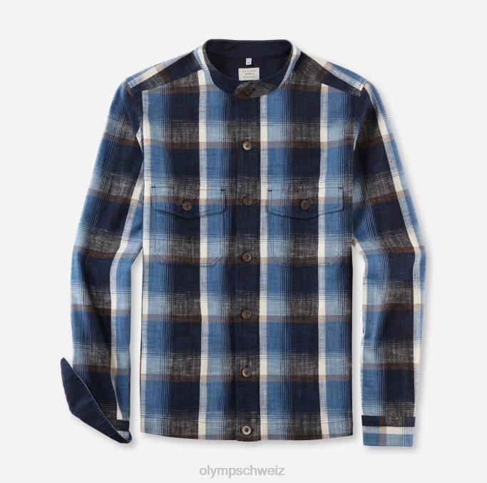 OLYMP Level Five Smart Casual Overshirt, Freizeithemd, Stehkragen, braun LBD81952 Kleidung