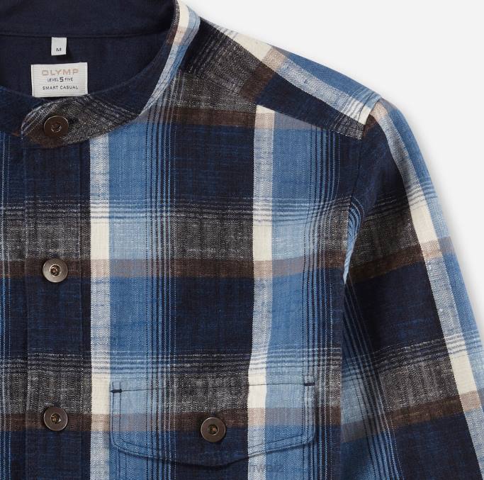 OLYMP Level Five Smart Casual Overshirt, Freizeithemd, Stehkragen, braun LBD81952 Kleidung