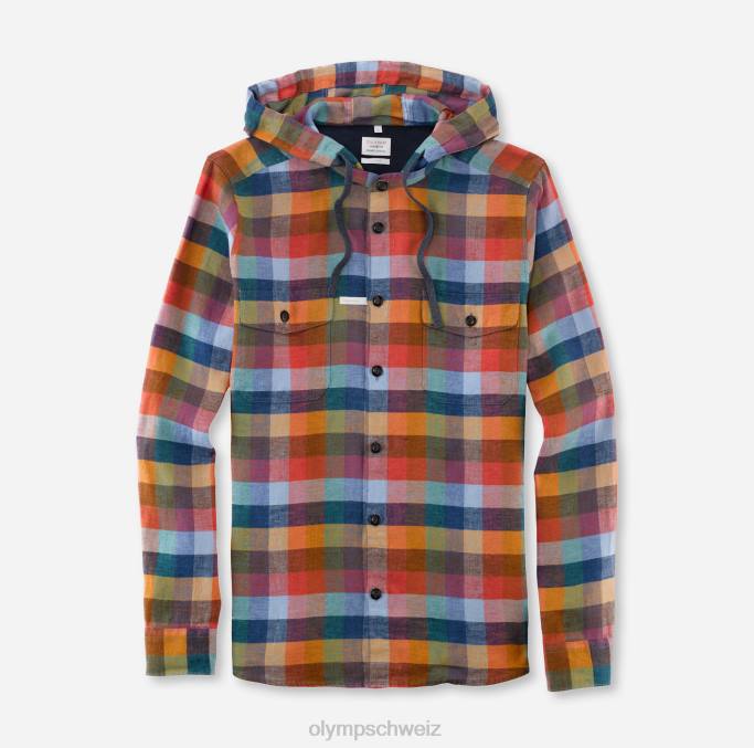 OLYMP Level Five Smart Casual Overshirt, Freizeithemd, Stehkragen, rot LBD81981 Kleidung