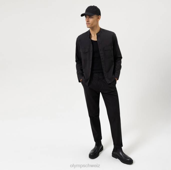 OLYMP Level Five Smart Casual Overshirt, Freizeithemd, schwarz LBD81965 Kleidung