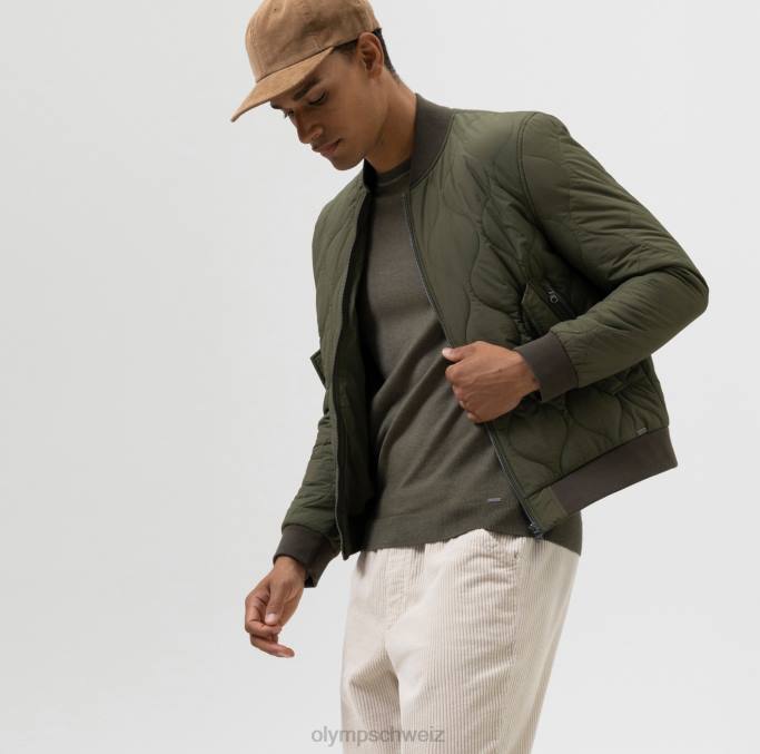 OLYMP Level Five Sweat Body Fit, Jacke, Oliv LBD82192 Kleidung