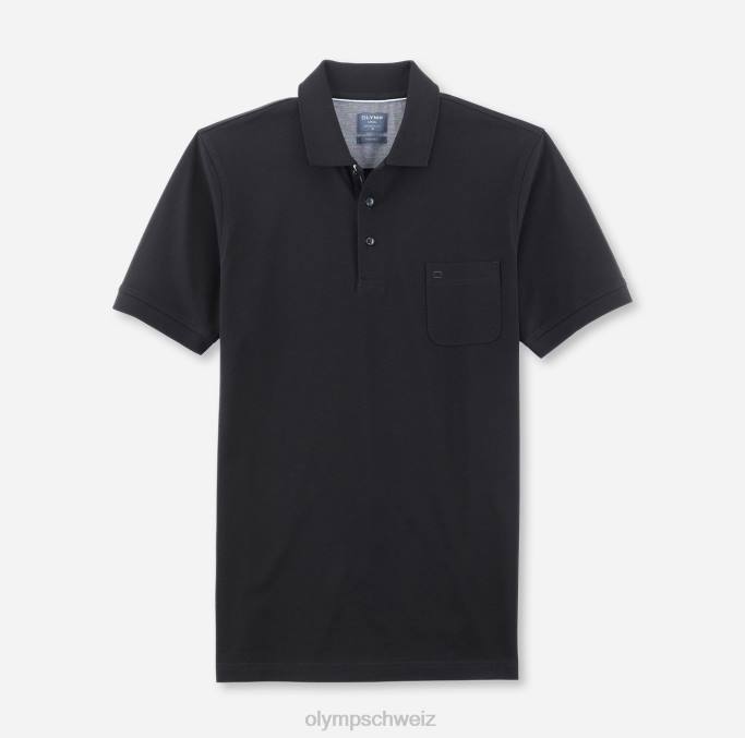 OLYMP Lässiger Modern Fit, Polo, Schwarz LBD82067 Kleidung
