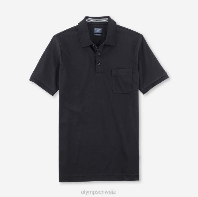 OLYMP Lässiger Modern Fit, Polo, Schwarz LBD82074 Kleidung