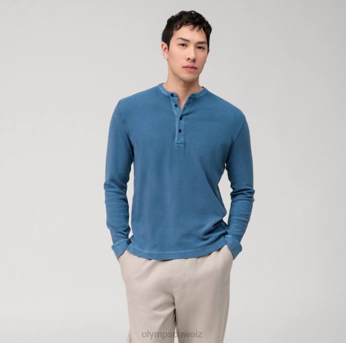 OLYMP Lässiges Jersey-Langarmpolo, rauchblau LBD82129 Kleidung