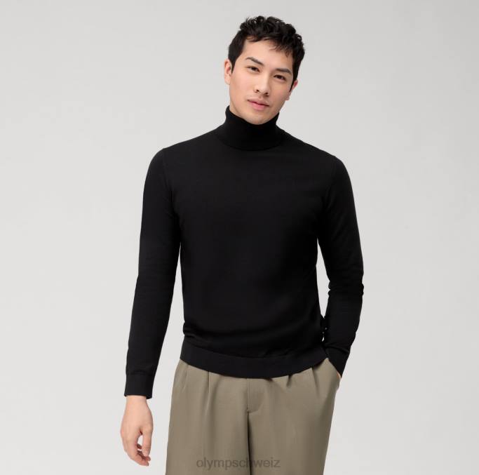 OLYMP Lässiger Strick-Rollkragenpullover, schwarz LBD81894 Kleidung