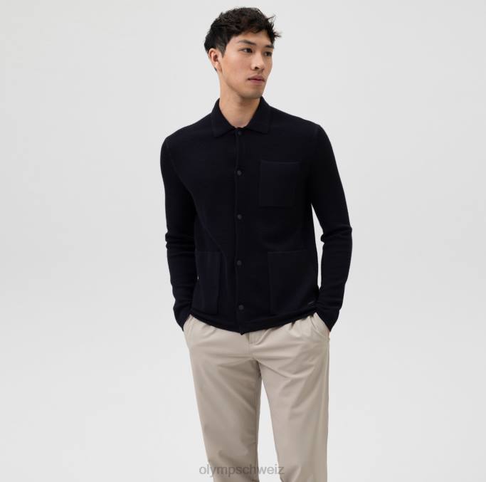 OLYMP Level Five Strickwaren Body Fit, Jacke Polokragen, Marine LBD81944 Kleidung