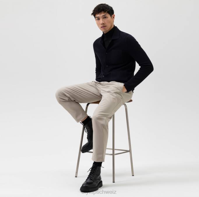 OLYMP Level Five Strickwaren Body Fit, Jacke Polokragen, Marine LBD81944 Kleidung