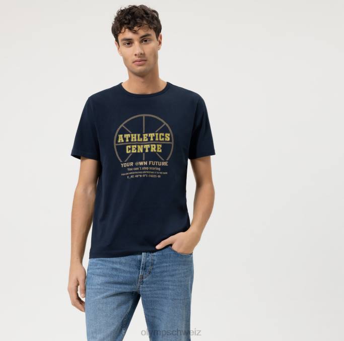 OLYMP Lässiger Modern Fit, T-Shirt, Marine LBD82013 Kleidung