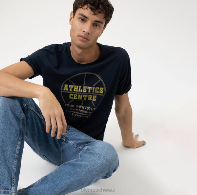 OLYMP Lässiger Modern Fit, T-Shirt, Marine LBD82013 Kleidung