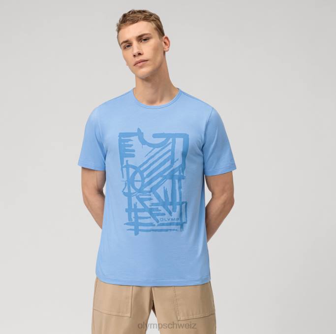 OLYMP Lässiger moderner Schnitt, T-Shirt, hellblau LBD82012 Kleidung