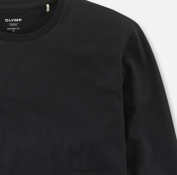 OLYMP Lässiger moderner Schnitt, T-Shirt, schwarz LBD82066 Kleidung