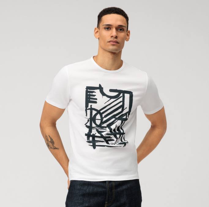 OLYMP Lässiger moderner Schnitt, T-Shirt, weiß LBD82019 Kleidung