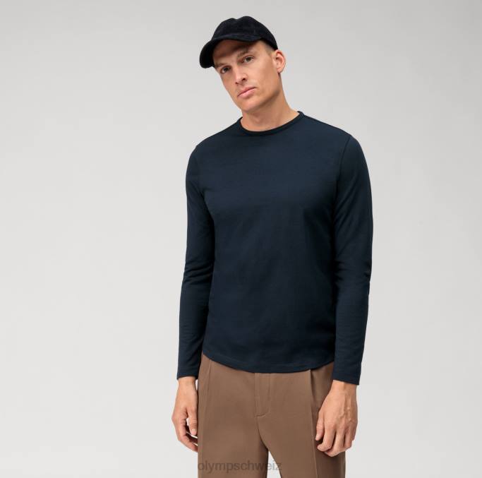OLYMP Lässiges Jersey-Langarm-T-Shirt, Marine LBD82033 Kleidung