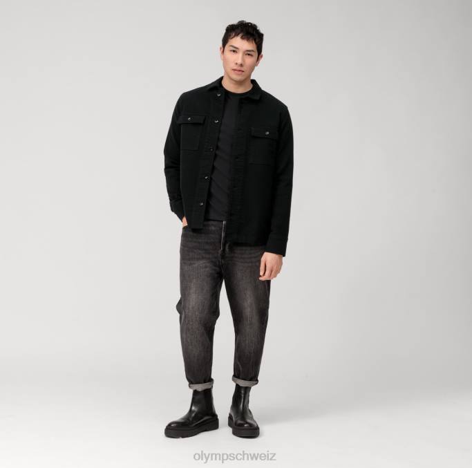 OLYMP Lässiges Jersey-Langarm-T-Shirt, schwarz LBD82036 Kleidung